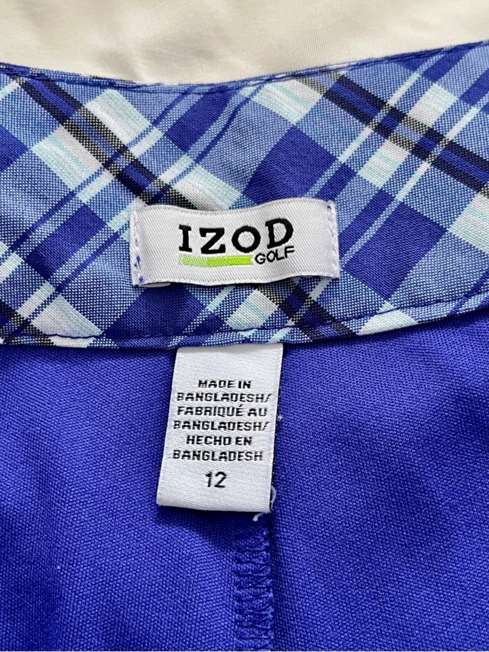 💙 IZOD Golf Blue Plaid Skort | Preppy + Sporty Chic | Tennis | Size 12 - Picture 2 of 9